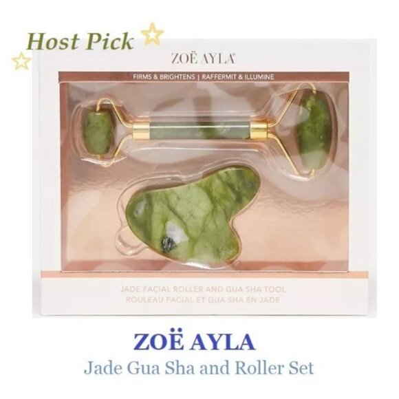 Zoe Ayla Jade Facial Roller and Gua Sha Set Firms and Brightens Natural Skincare - Picture 3 of 9